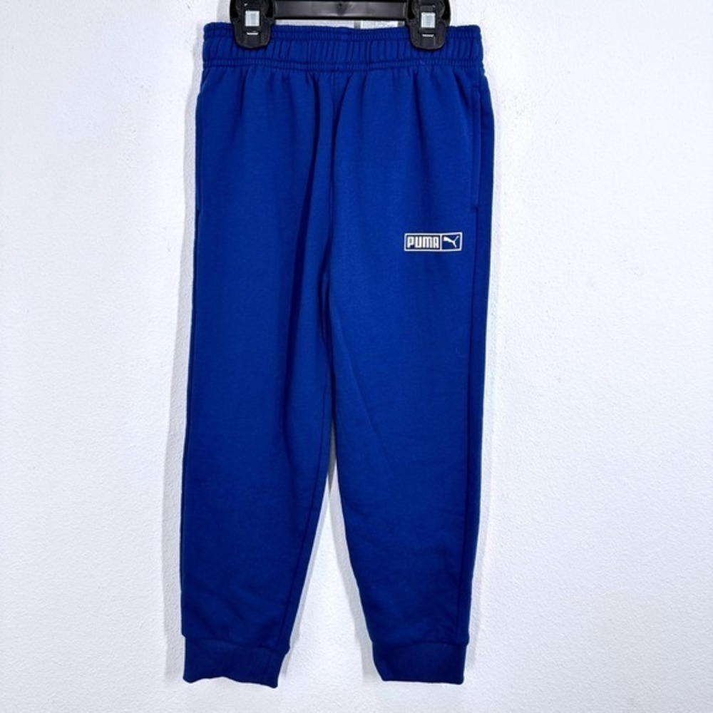 Puma Kids Sweatpants Blue Logo Casual Activewear Joggers Size 6 School Soccer